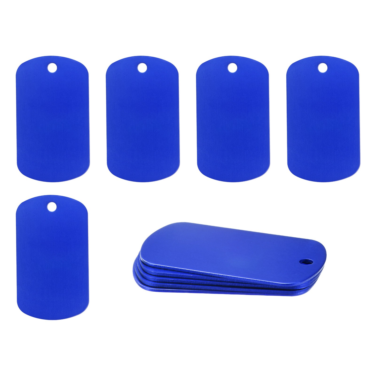 10-Pack 2″ x 1.18″ x 0.04″( L x W x T ) Blank Dog Tags [Blue, 1 Hole]