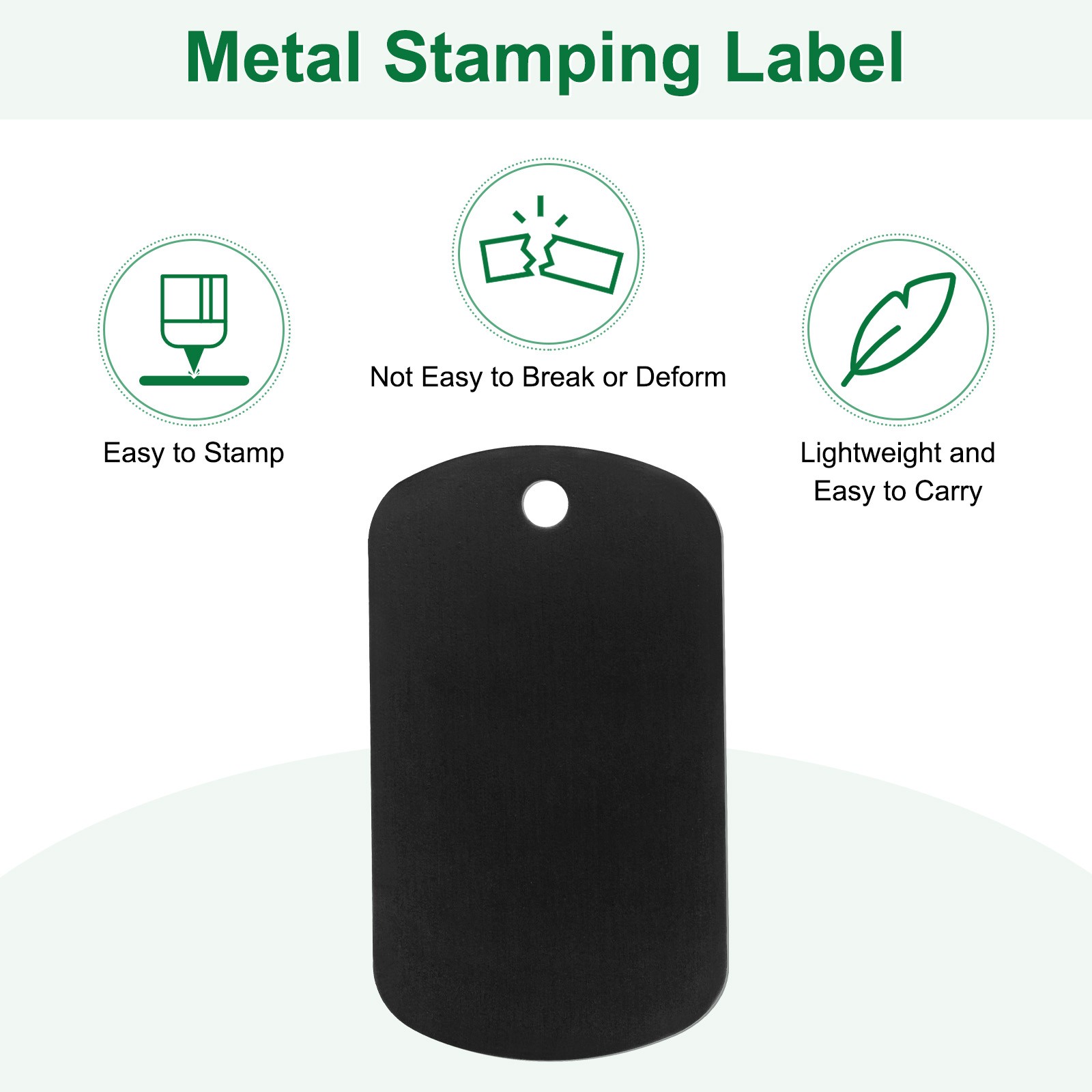 20-Pack 2″ x 1.18″ x 0.04″( L x W x T ) Blank Dog Tags [Black, 1 Hole]