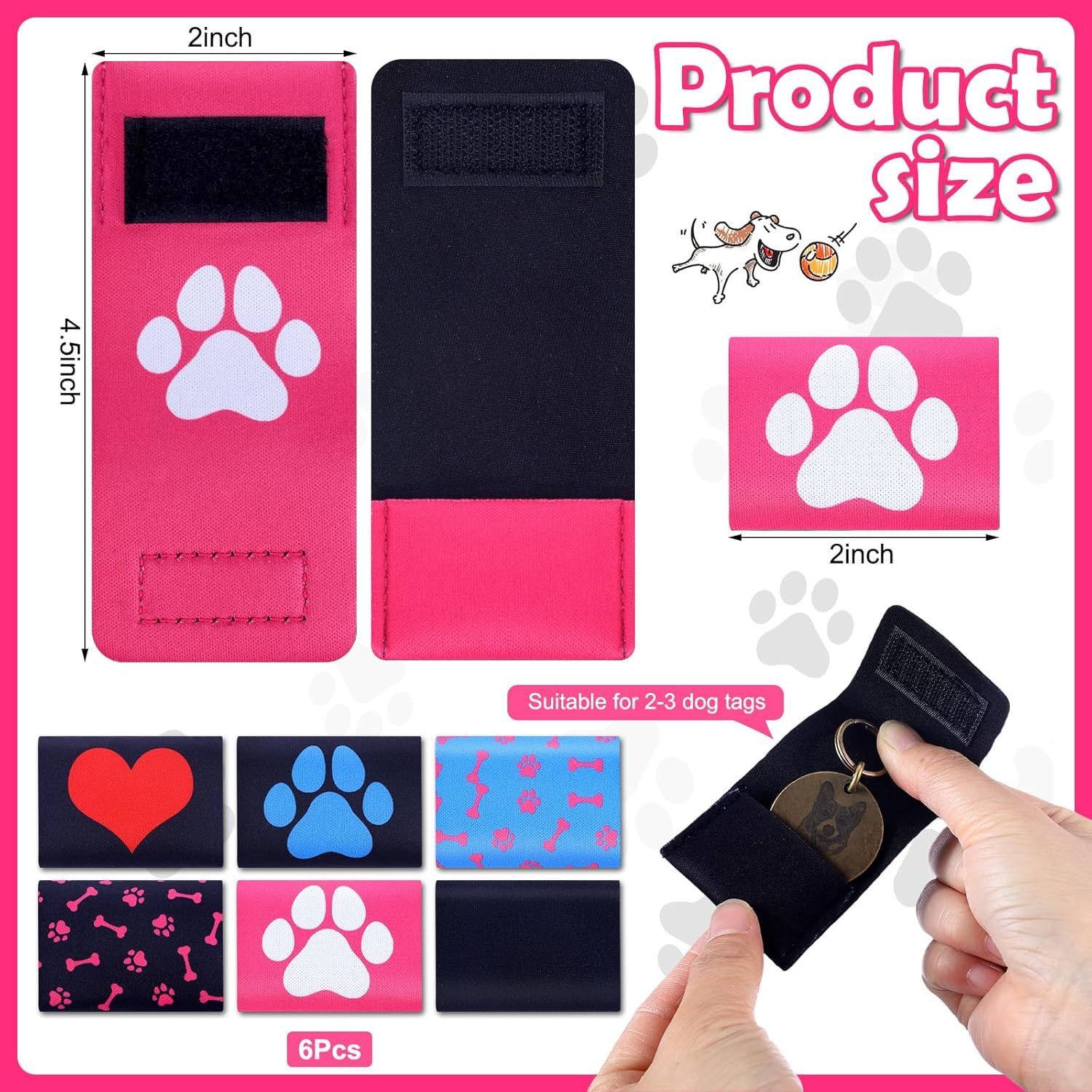 6 Pcs Dog Tag Holder for Pet Collar Dog Tag Silencer Portable Cat ID Holder P…