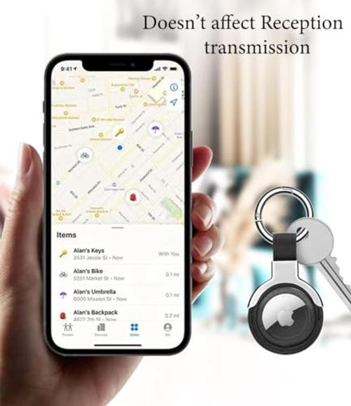 Compatible with AirTag Case Airtag Keyring Leather Protective Case Green