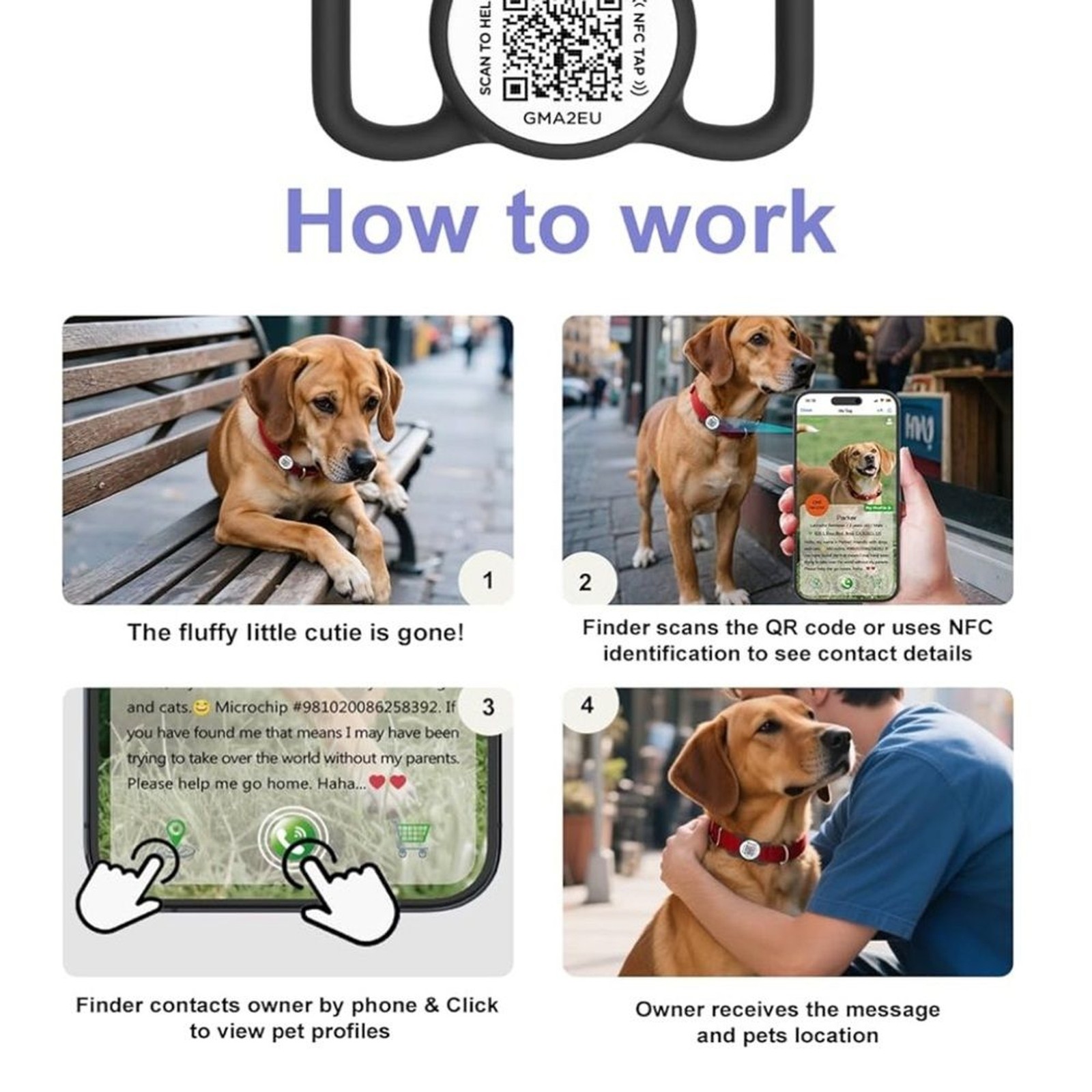 QR Code Dog Tag with NFC Personalized Pet ID Tag