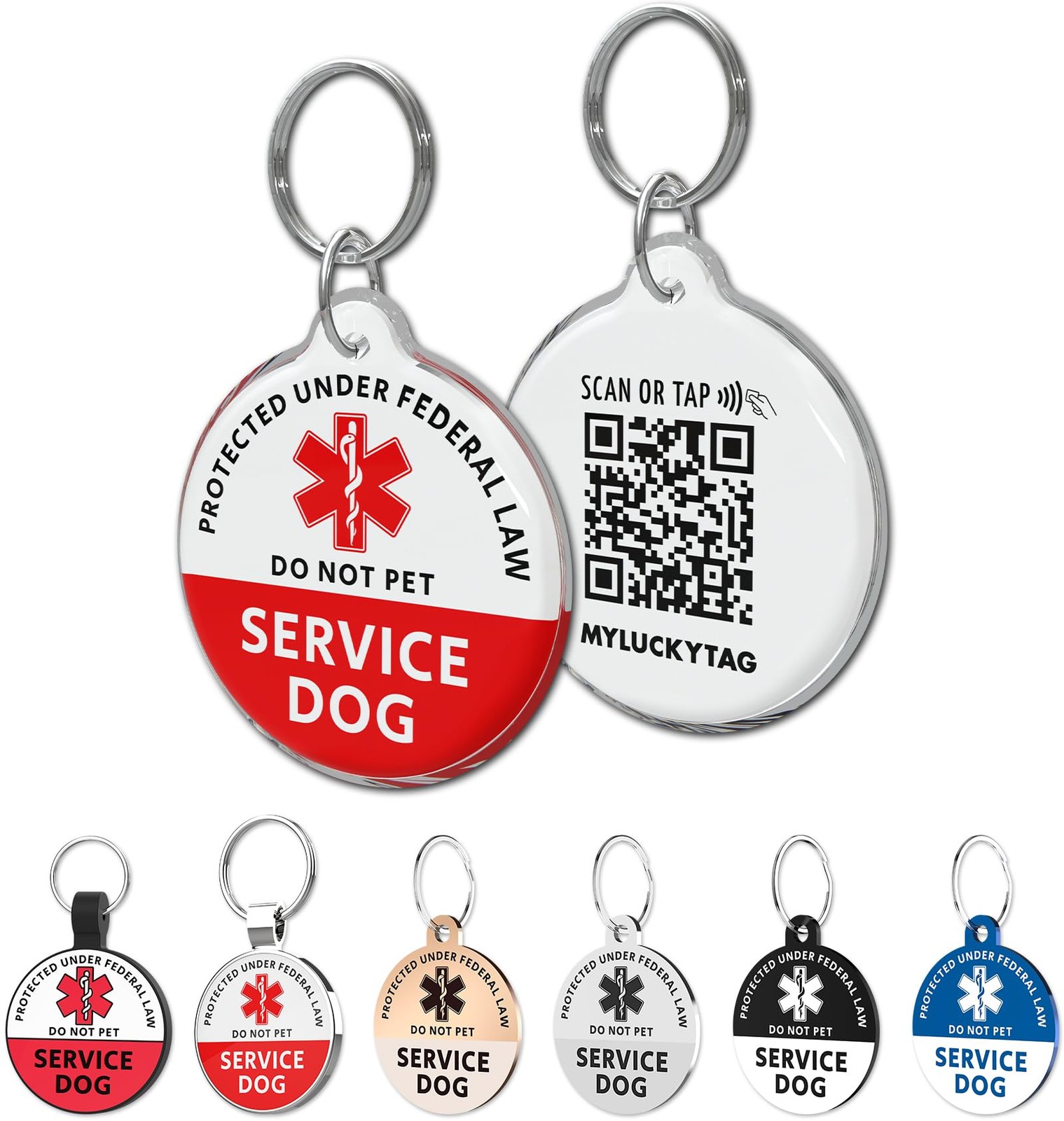 Red Service Animal ID Tag QR Code Online Profile Location Alert For Dog Cat