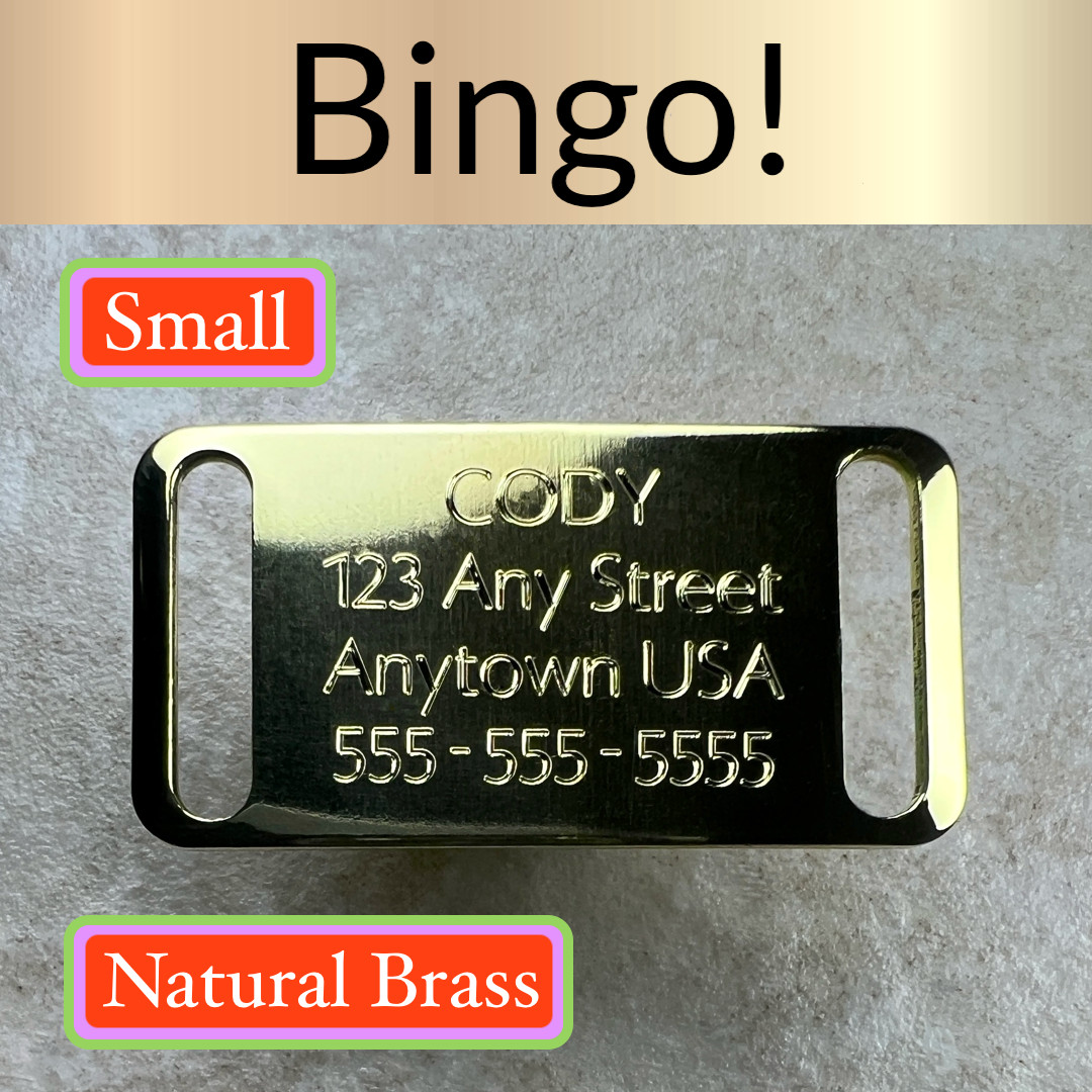 Custom Engraved Dog Tags Personalized Dog Pet Tags Engraved SLIDER BRASS SMALL