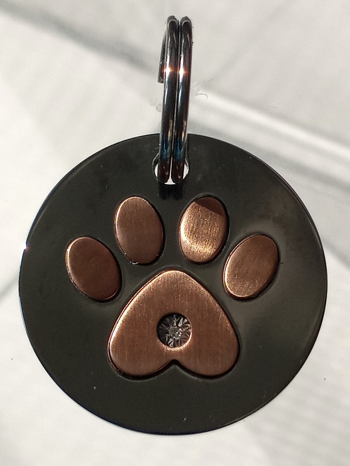 Dog Paw Print Tag Charm or Keychain