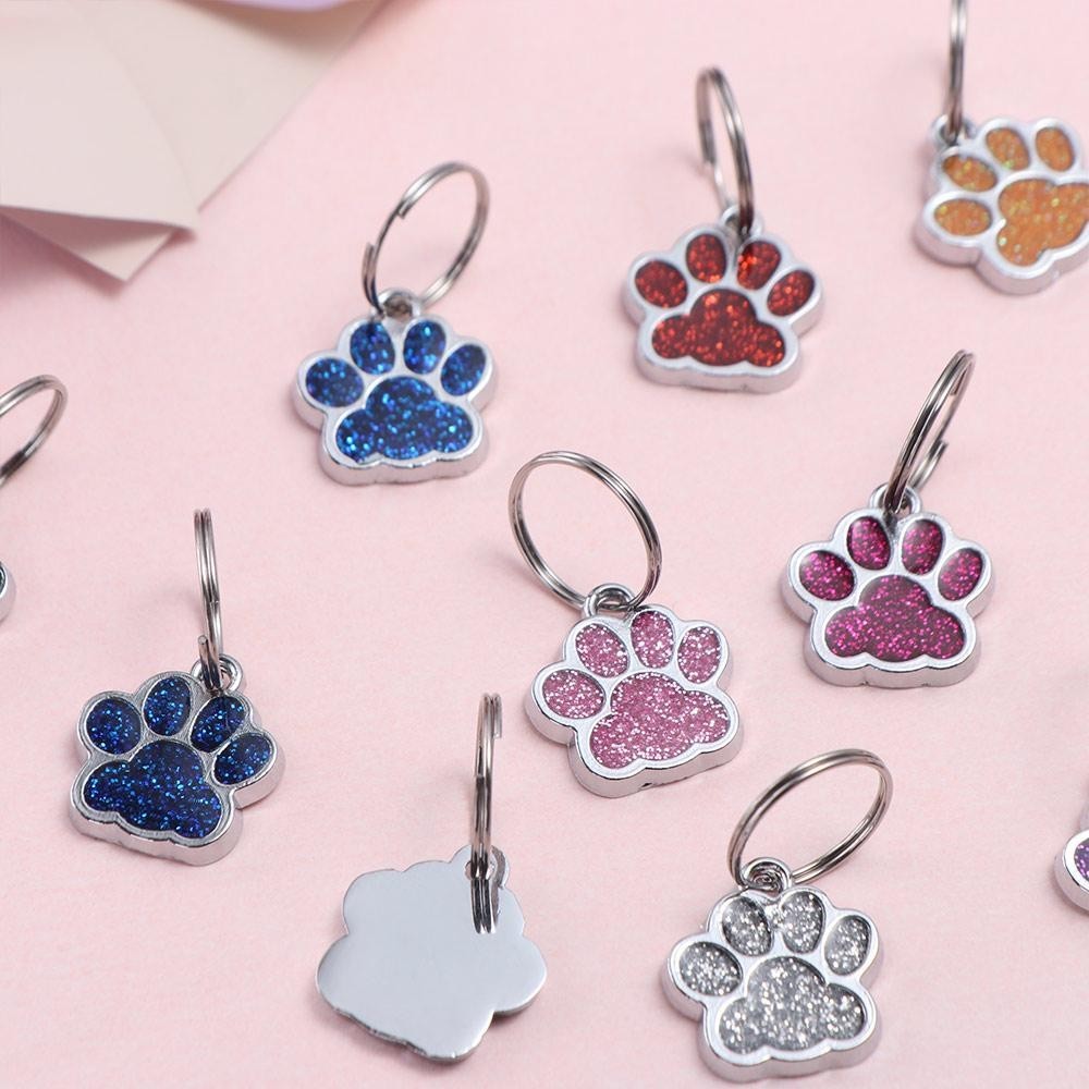 Personalized Dog Tag Engraved Cat Pet ID Name Collar Glitter Puppy Tag Custom