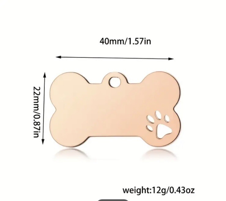 Stainless Steel Bone Shape With Paw Blank Dog ID Tag For Engraving 10pcs Black