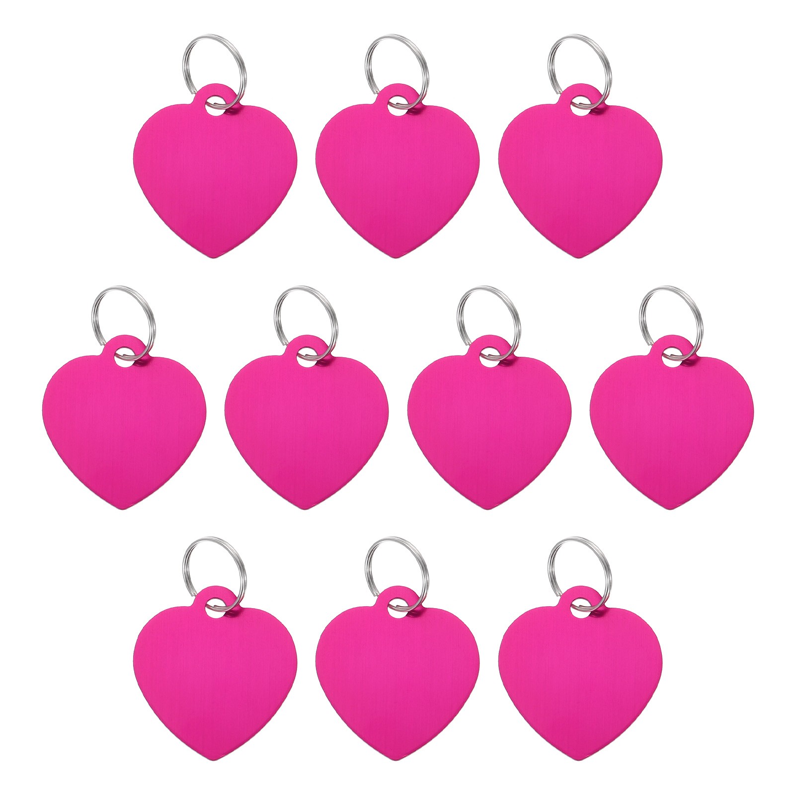 Pet ID Tags, Engraving Tags, Heart-Shape Dog ID Tag, Rose Red Blank Tags, 10pcs