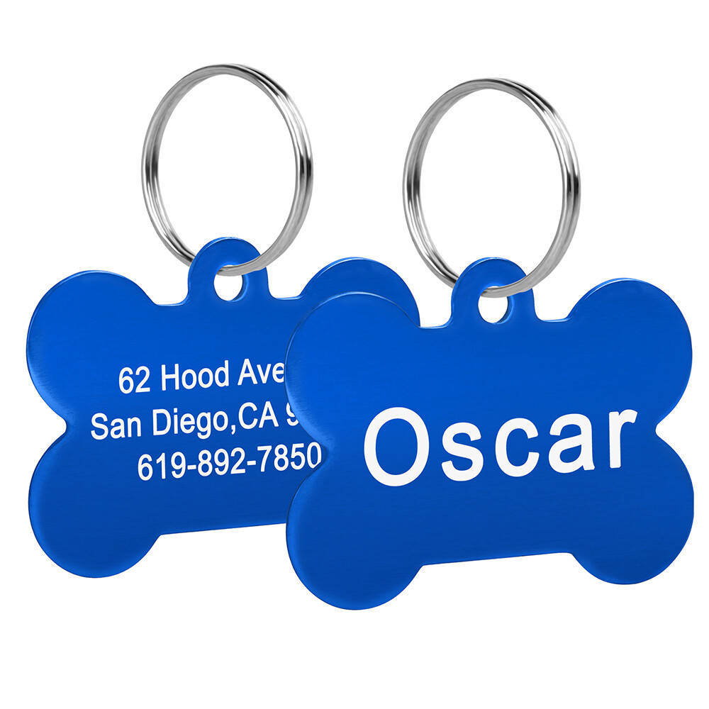 Personalized Pet ID Tags for Dogs Cats Bone Identification Collar Discs Engraved