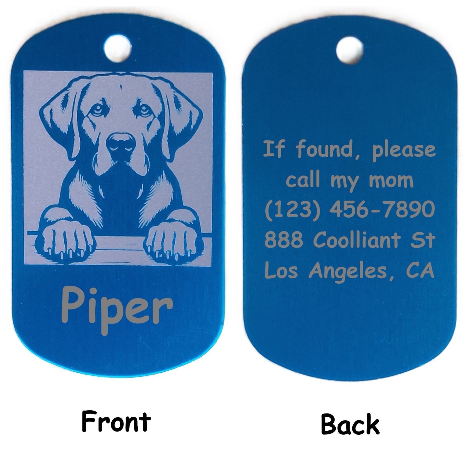 Military Style Personalized Labrador Retriever Dog ID/Name Tag for Pet Collar