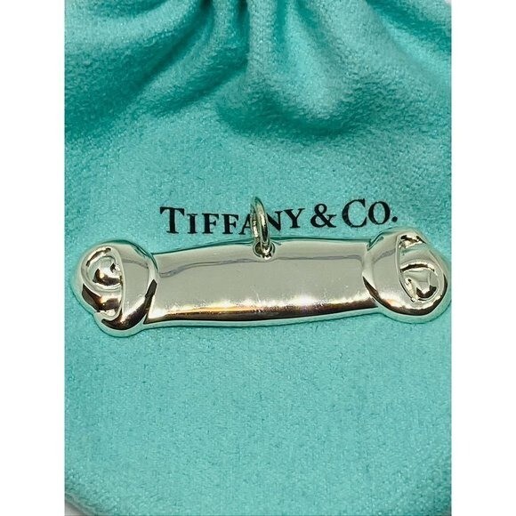 Tiffany & Co. Dog Bone Charm Pendant Tag Sterling Silver 51mm