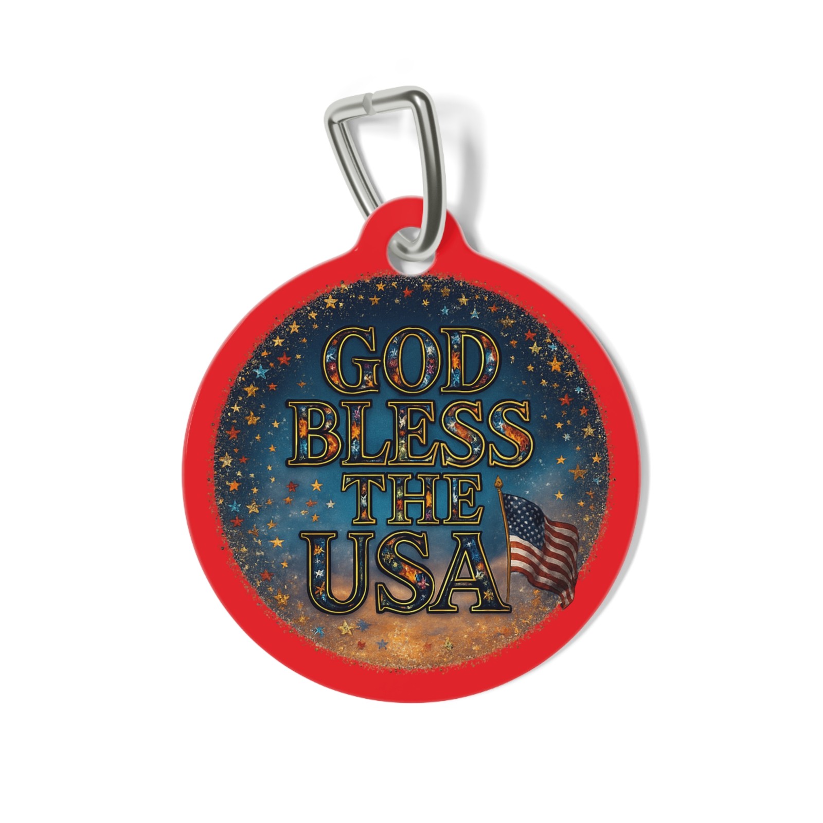 God Bless The USA Pet Tag | Patriotic Flag Dog ID Tag