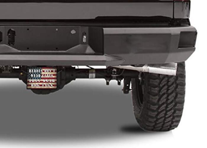 USA Flag Trailer Hitch Cover Plug US Patriotic Heroes Wear Dog Tags Military