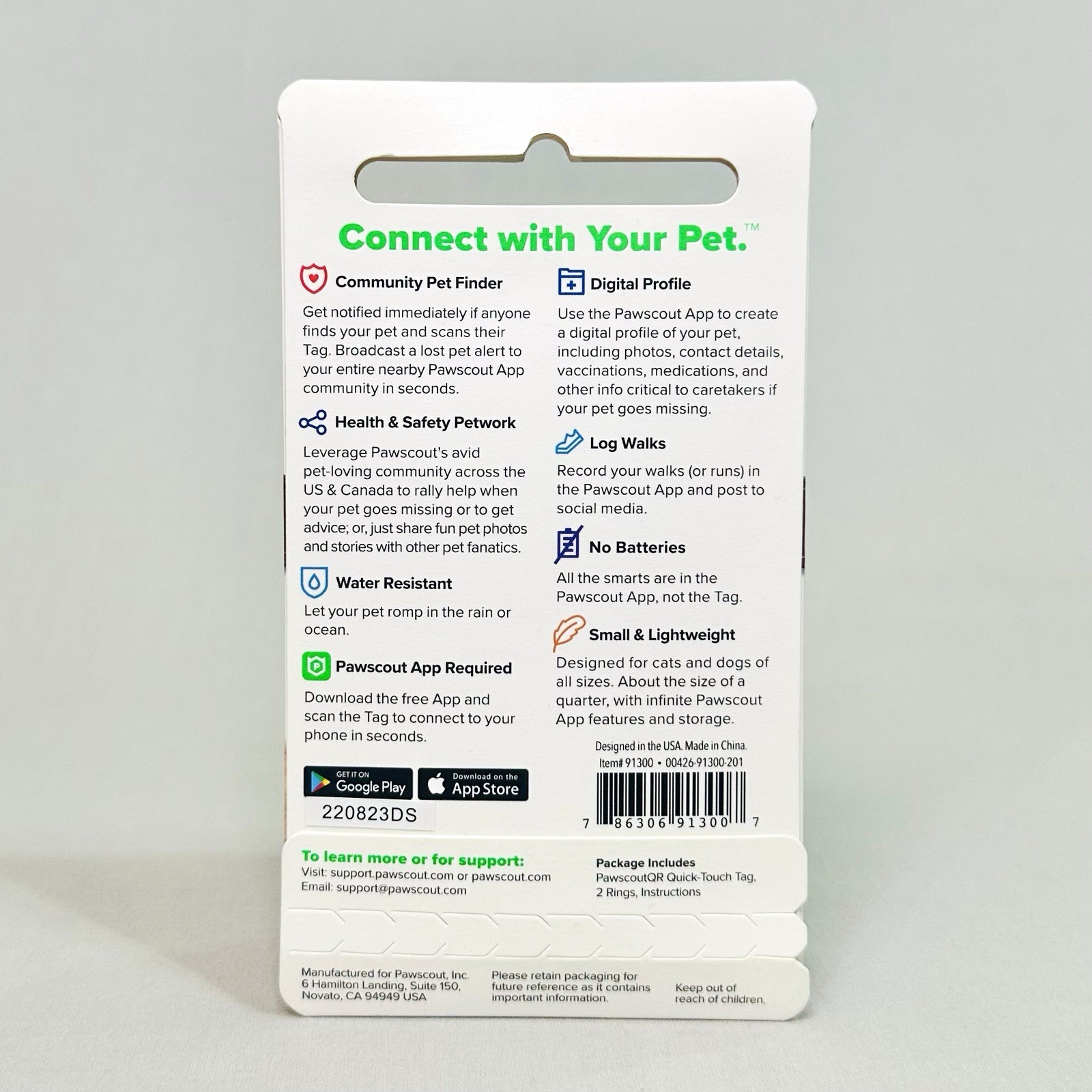 Pawscout Smart Pet Tag for Dogs & Cats QR Code NFC Water Resistant ID Finder NEW
