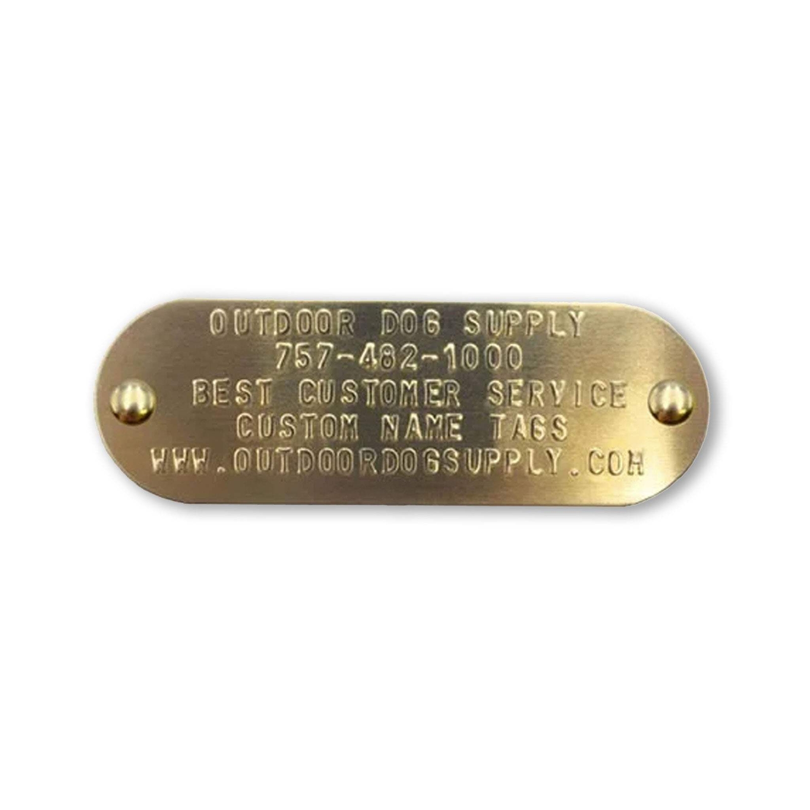 Large Custom Brass Name Plate Engraved Stamped Tag with Rivets for Dog Collars
