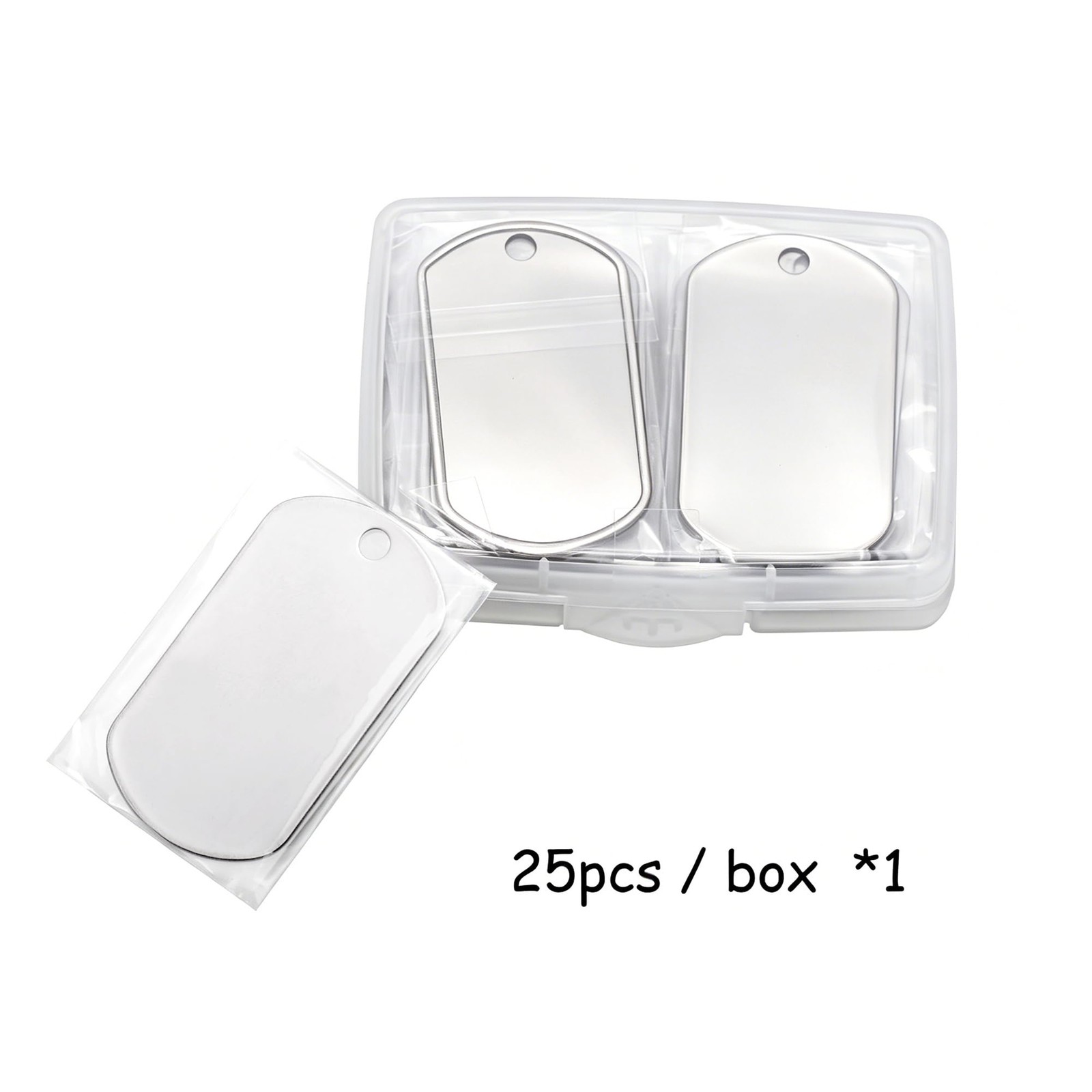 25 Shiny Stainless Steel Military spec Dog Tags – BLANK