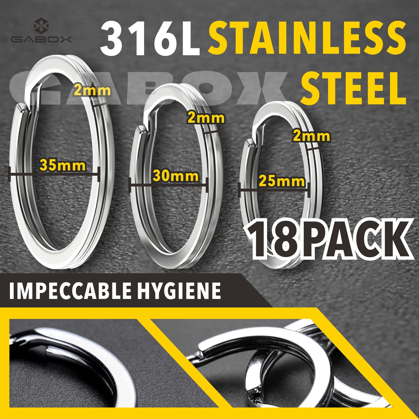 18 Pcs Medical-Grade 316L Stainless Steel Key Rings, Ideal for Marine Enthusi…