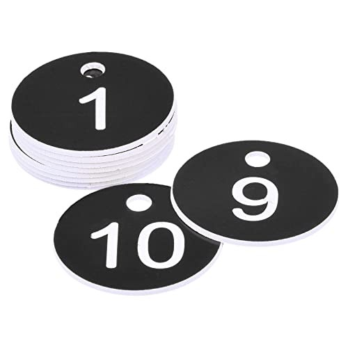 Round 1-10 Number Key Acrylic Engraved ID Tags for Decoration, Pack of 10 Black