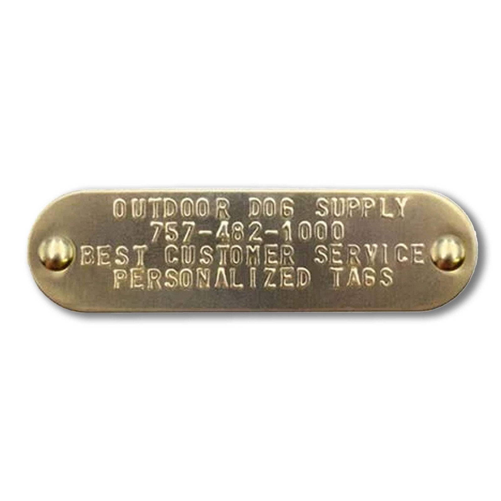 Custom 3/4″ x 2 3/4″ Raised Lettering Brass Dog Collar Name Tags