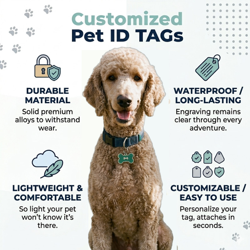PET ID TAG CUSTOM ENGRAVED PERSONALIZED DOG CAT NAME TAGS Glitter Bone DOG TAG