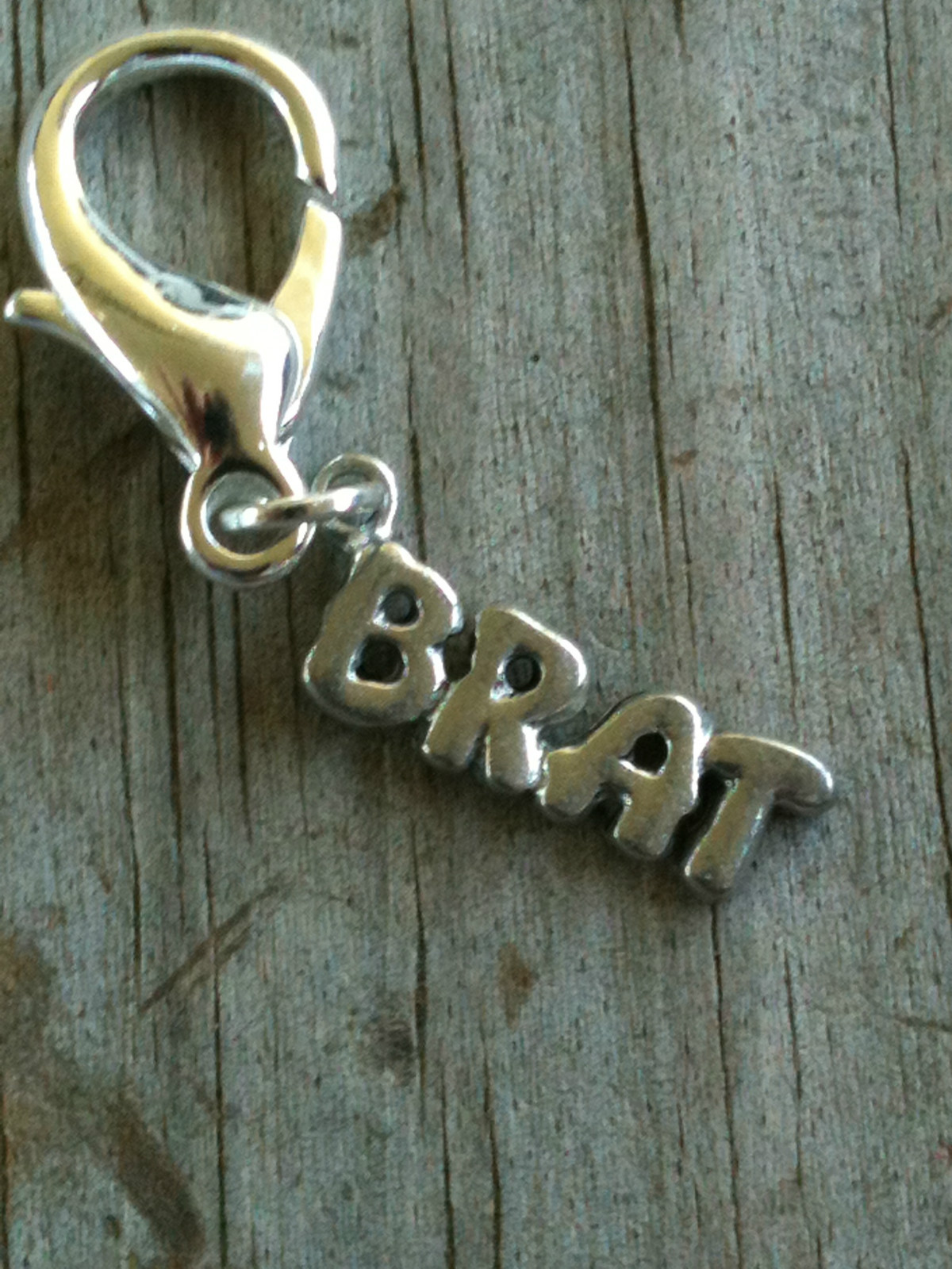 Silver Plated Lead Free Pewter “BRAT” Charm / Zipper Pull