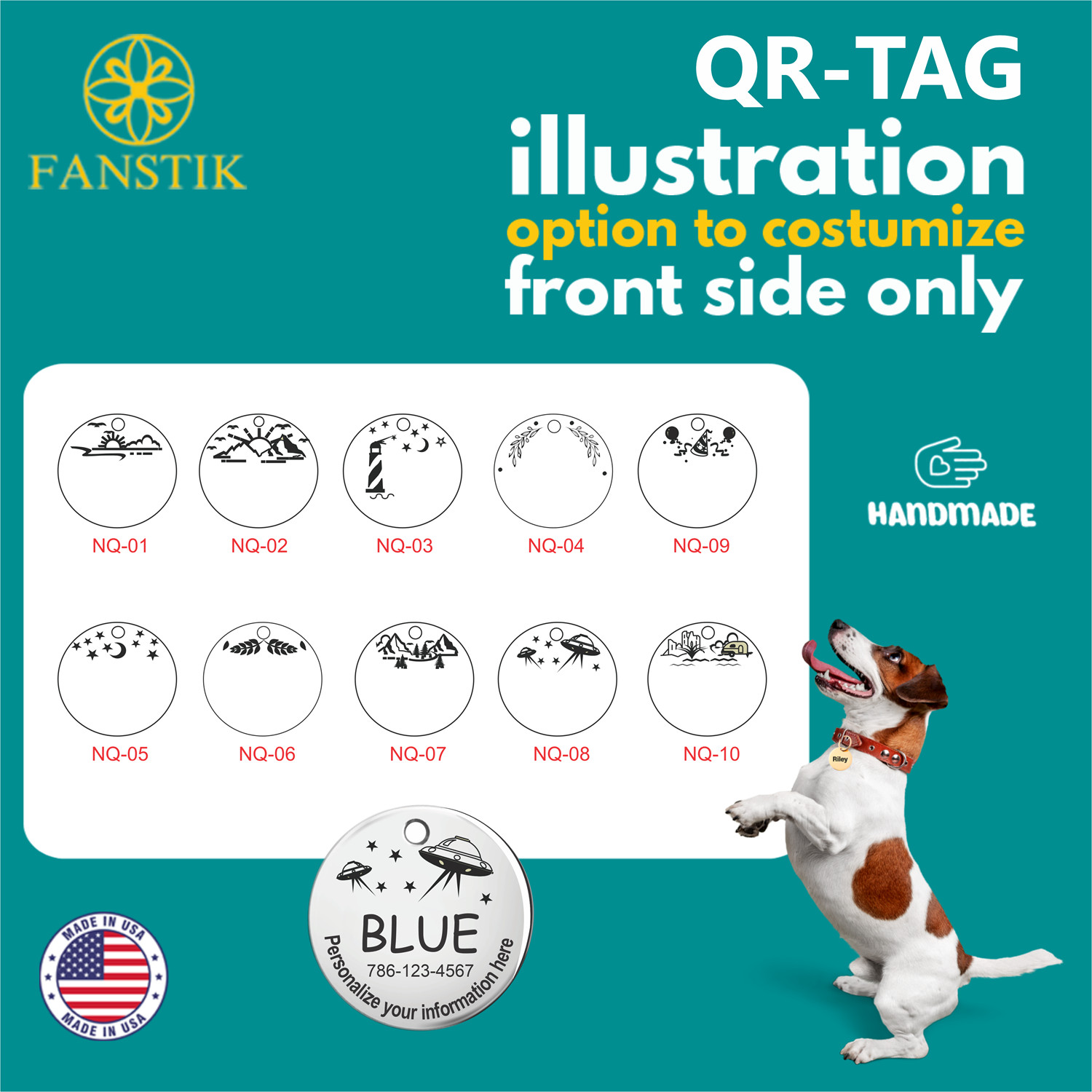 Personalized QR Code Pet Id Tag Made in USA – Custom Tag & Web App. Illustration