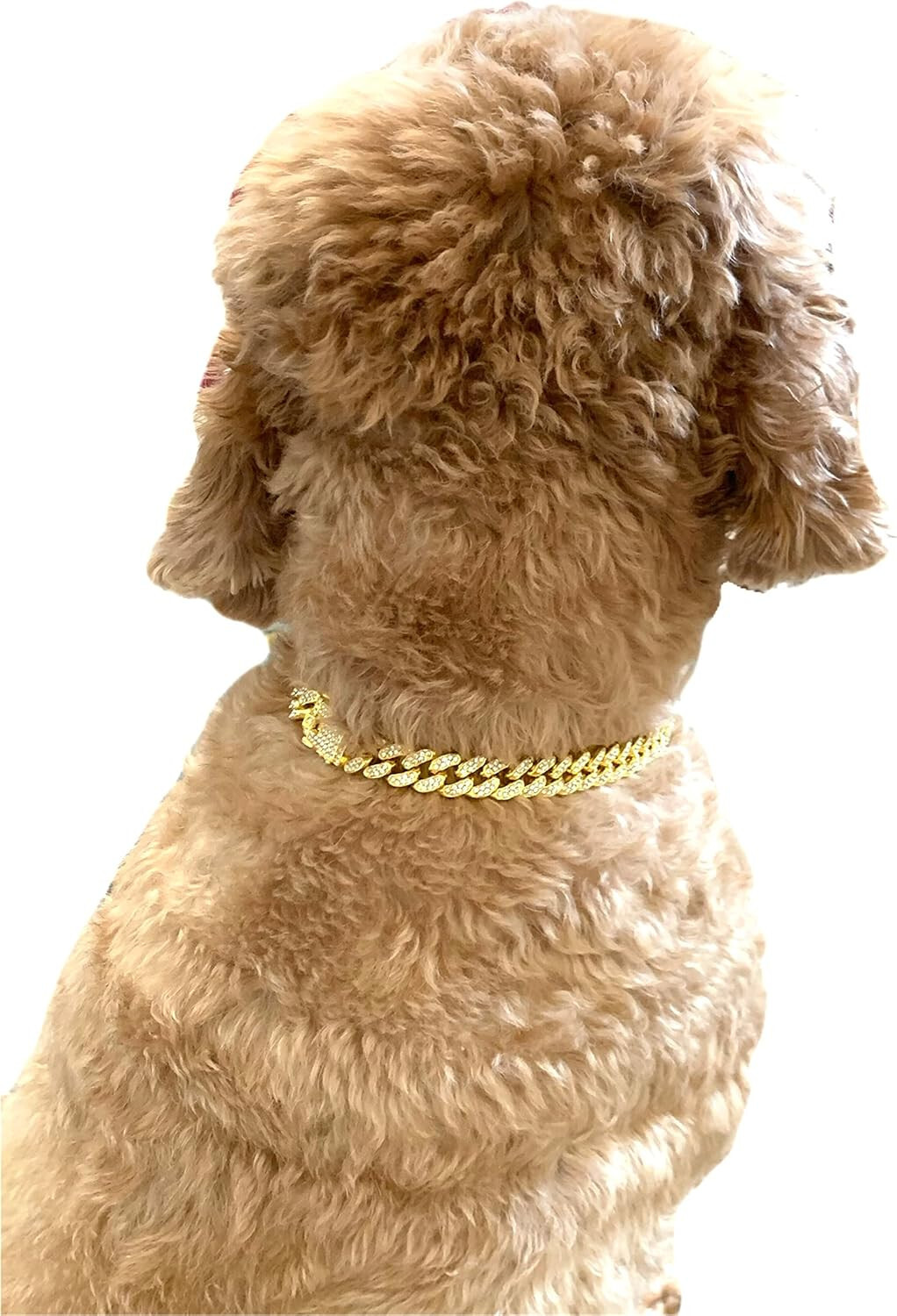 Elegant Sturdy 16 in Collar Cuban Link with Secure Buckle Pet Metal Gold Diamond