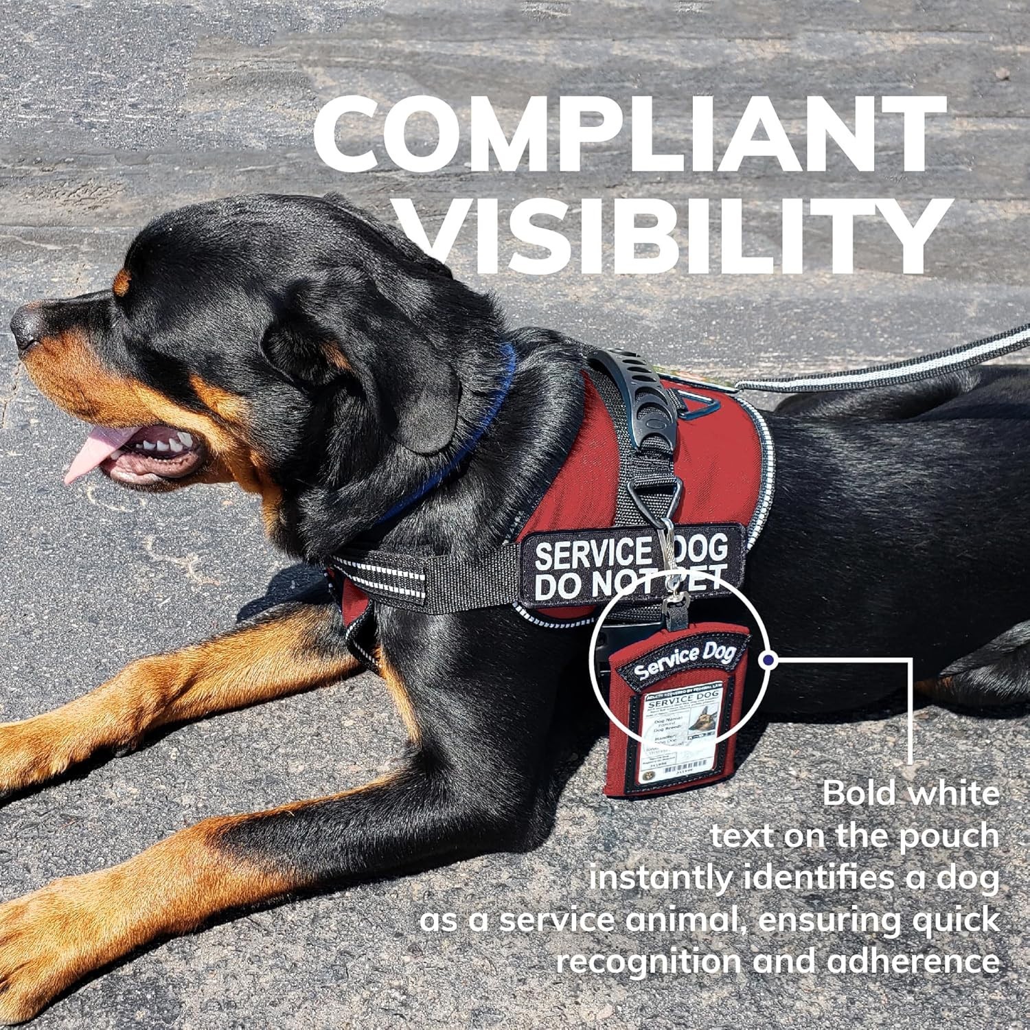 Durable Nylon Service Dog ID Tag Holder – Zipper Pocket for Essentials, 5″x4″