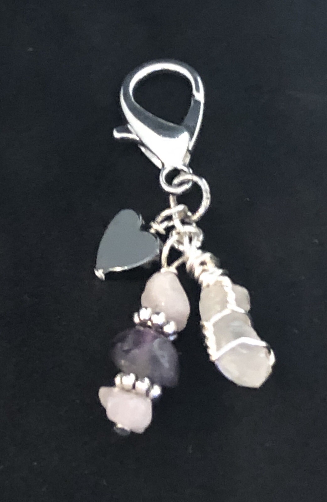 Amethyst & Rose Quartz Crystal Pet Charm, Collar Charm, Healing Pet Charm, Pets