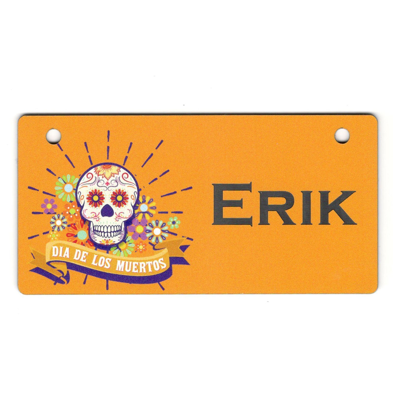Dia De Muertos Yellow Design Personalized 5″ x 2.5″ Dog Crate Tag FREE SHIPPING