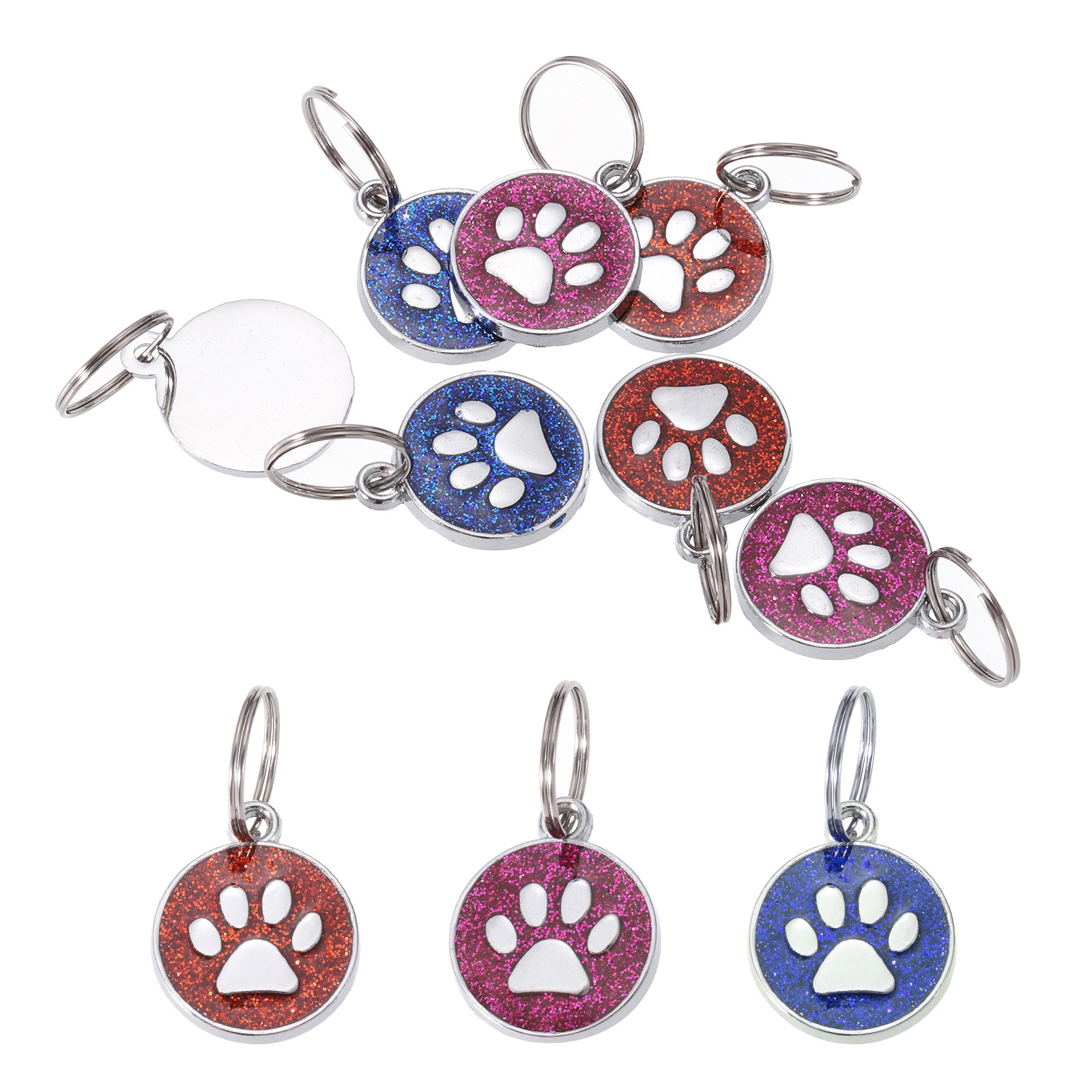 Enamel Paw Print Charm, 9Pcs Alloy Enamel Pendants, Dark Blue/Red/Rose Red