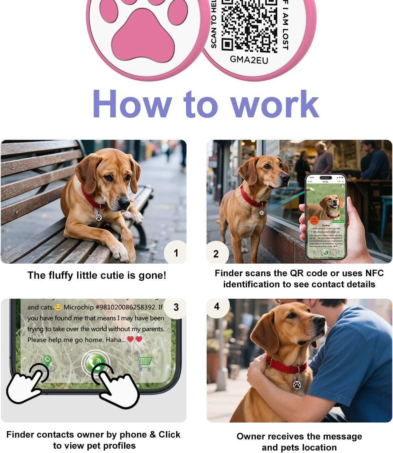 1.25″ Personalized QR Code Dog Tag – Stylish Rose for Medium to Large Breeds