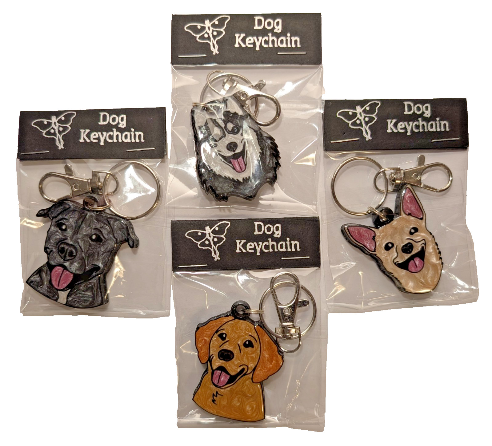 Hand Painted Artisan Dog Charm Keychains