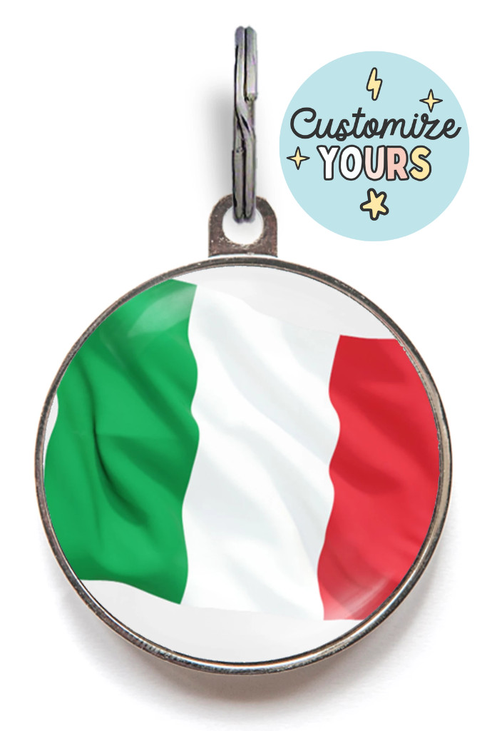 Italian Flag Dog Tag – Custom Italy Pet ID Tag for Dogs & Cats, Personalized