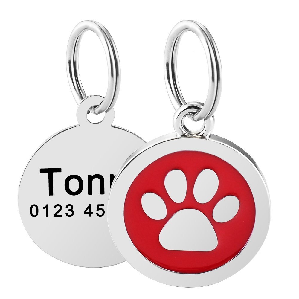 Personalized Dog Tags Custom Engraved Cat Dogs Pet ID Name Tags Collar Bling Paw