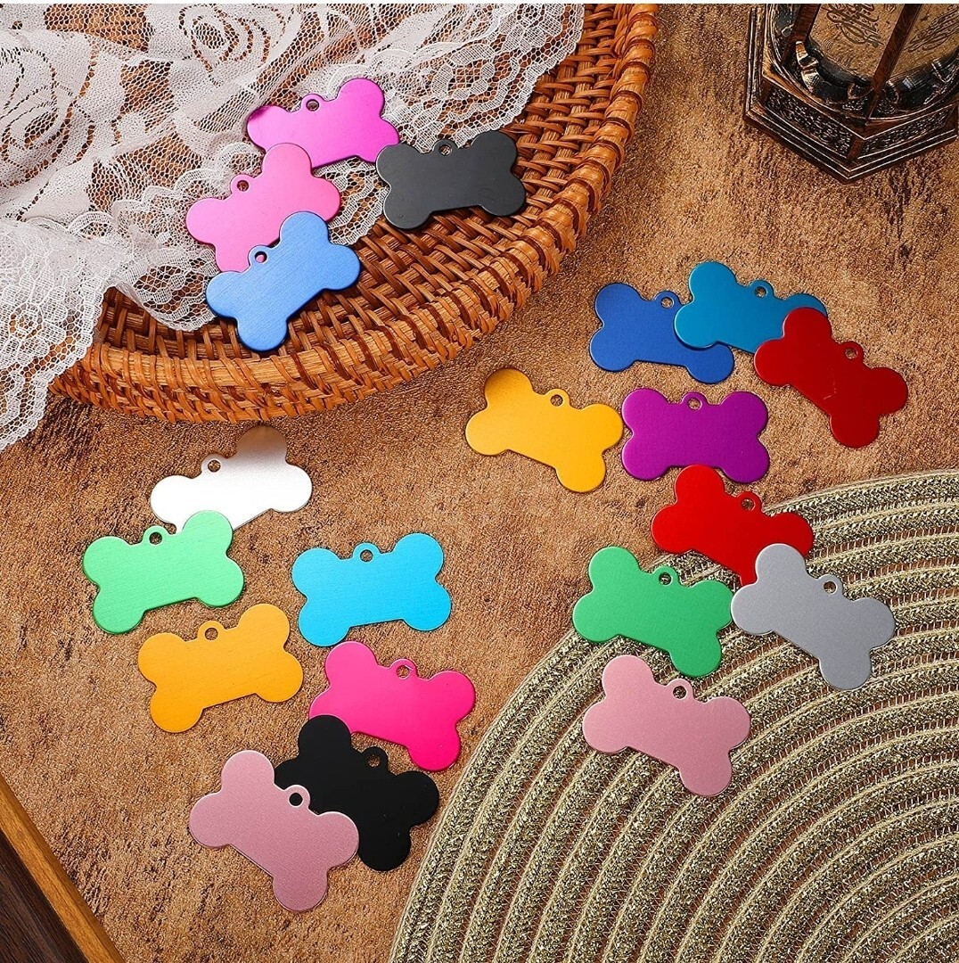 Custom Engraved Tag Bone Print Pet Tag Dog ID Name Animal Personalized- USA