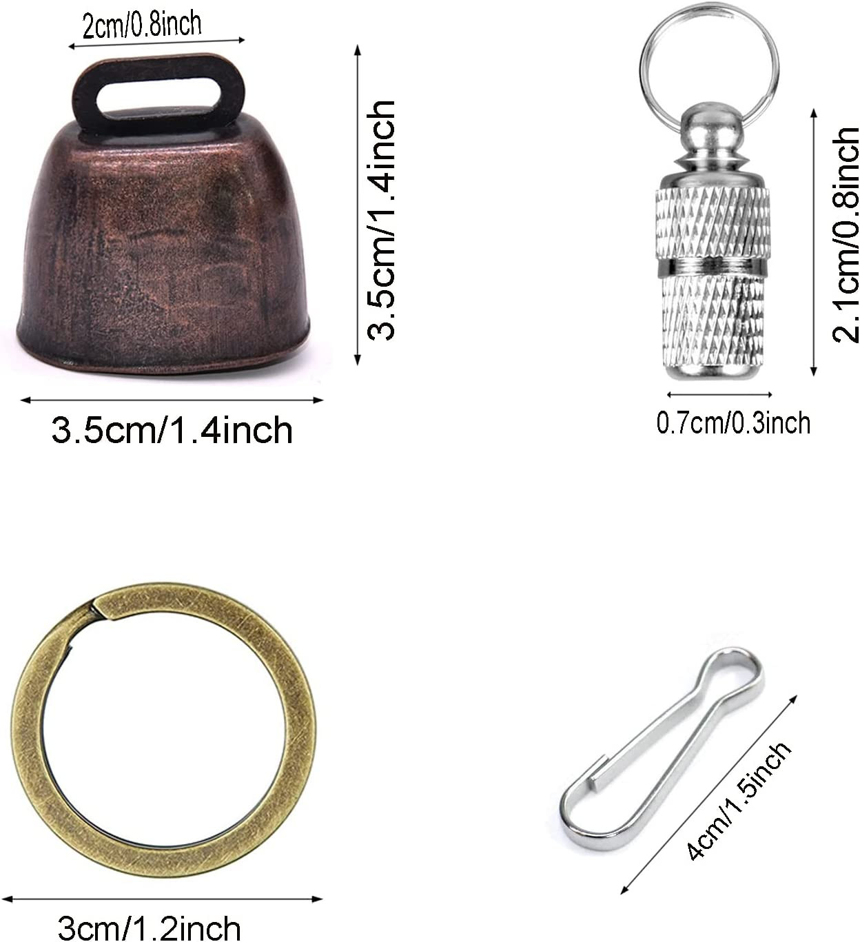 2Pack Retro Copper Bell, Pet Anti-Theft ID Tag, Anti-Lost Tags, Pet Collar Acces