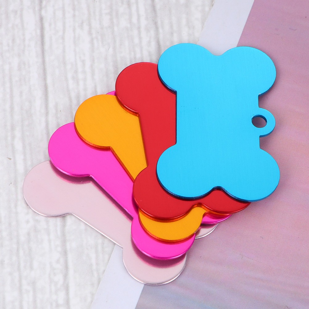 10Pcs Pet Id Tags Dog Tags Bone Design Aluminum Colors Durable Scratch Resistant
