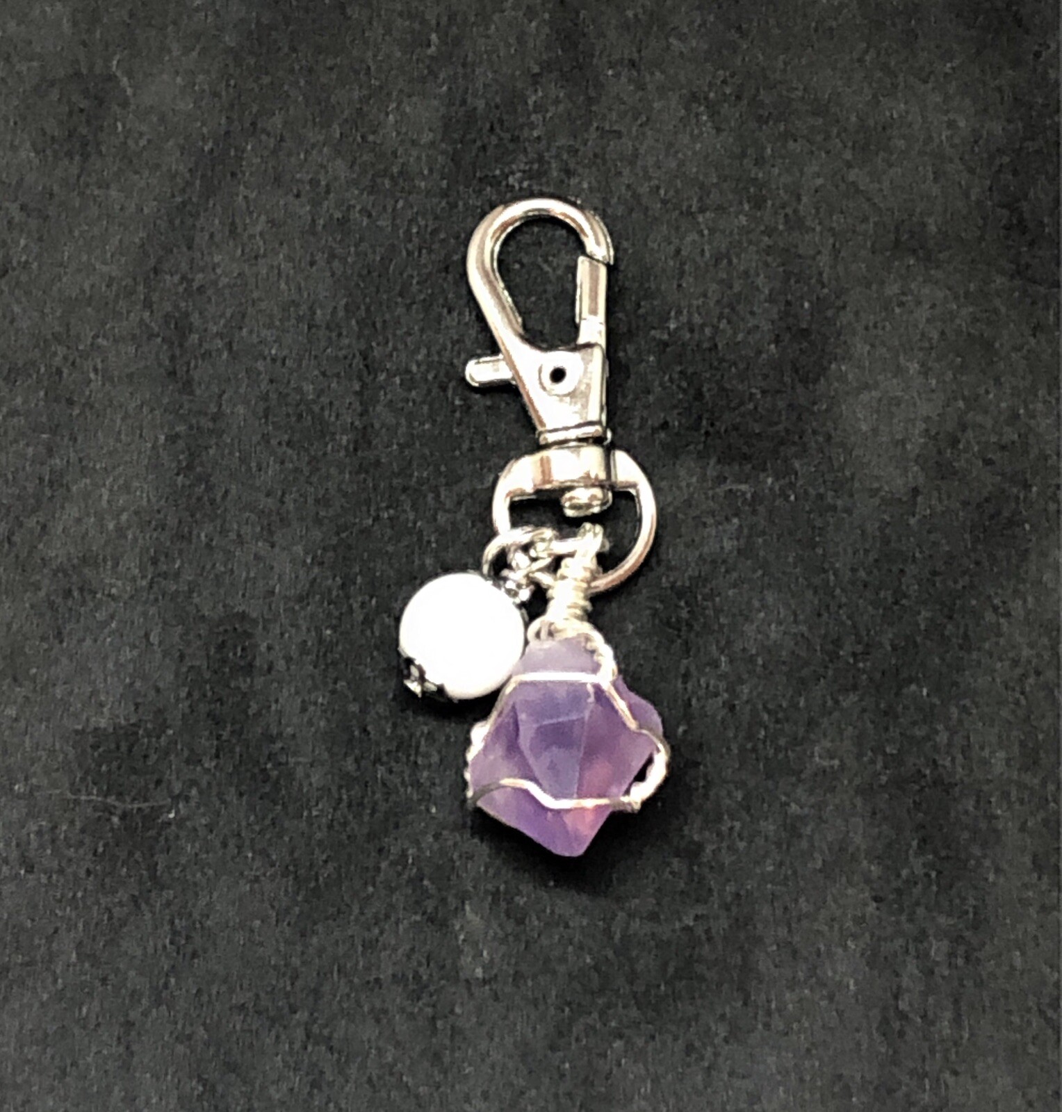 Amethyst & Moonstone Pet Charm, Healing Gemstone Charm, Crystal Collar Charm