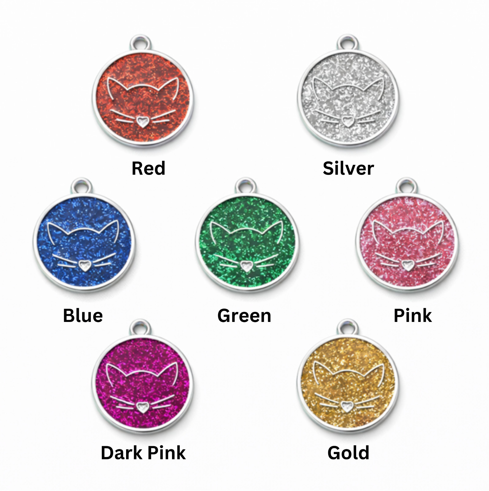 PET ID TAG CUSTOM ENGRAVED PERSONALIZED CAT TAG Glitter Cat Tags