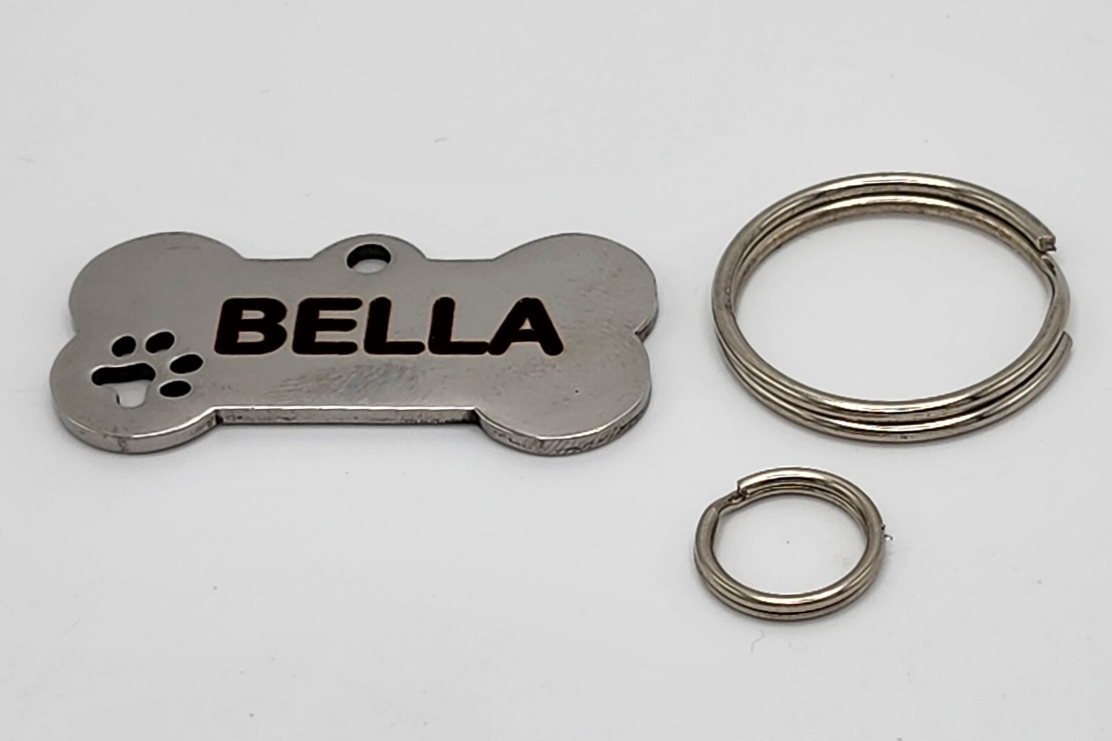 Bone Pet ID Tag – Paw Custom, Stainless Steel, Double-Sided, Paw Design Warranty