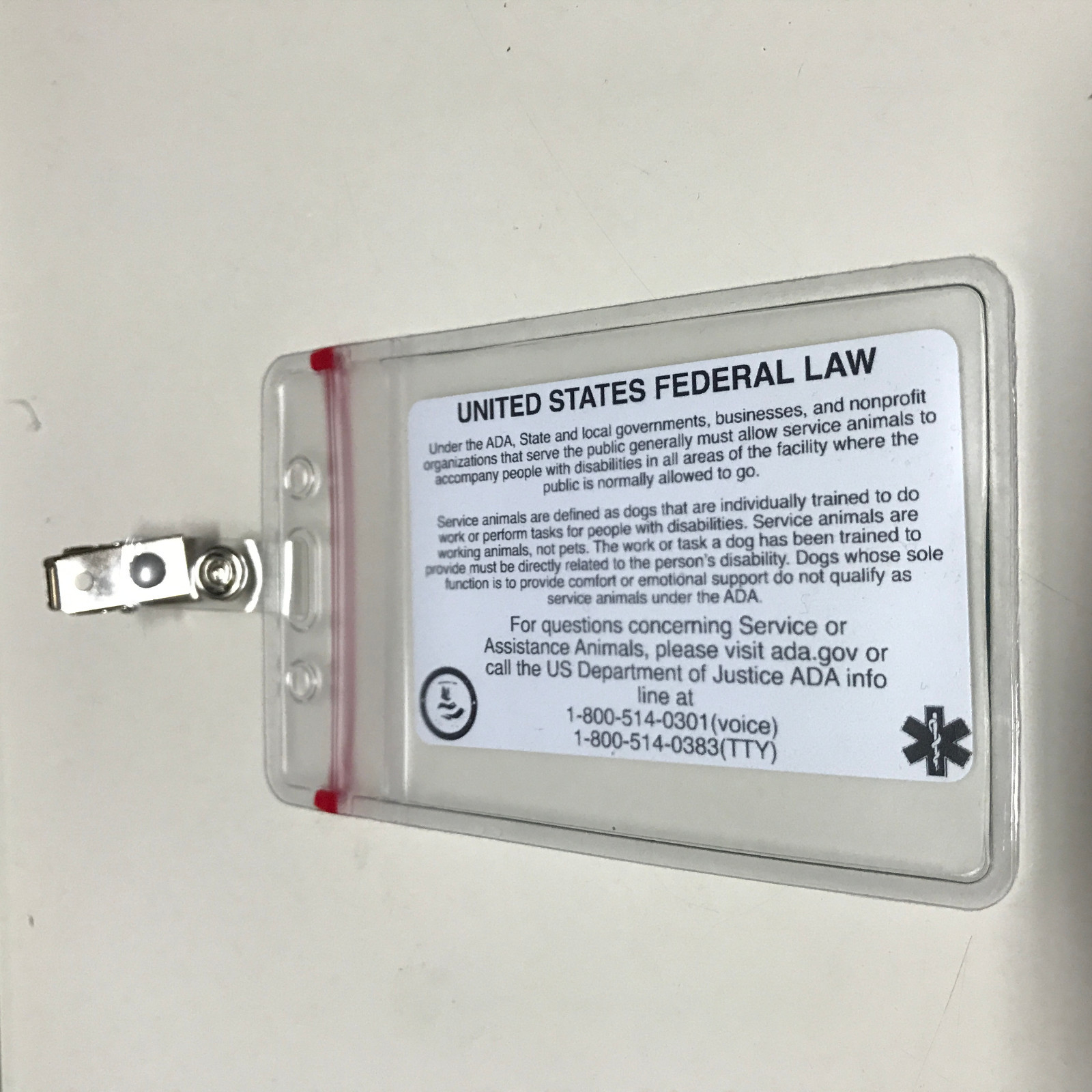 Customize Service Dog ID Card Badge ESA ADA EMOTIONAL SUPPORT THERAPY Zip Lock