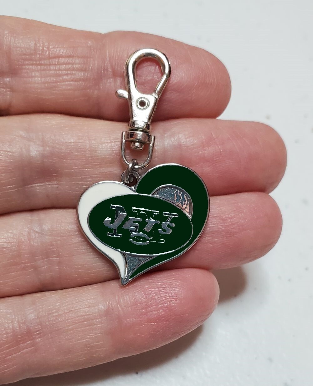 NY NEW YORK JETS FOOTBALL CHARM ZIPPER PULL PURSE WALLET BACKPACK DOG CAT COLLAR