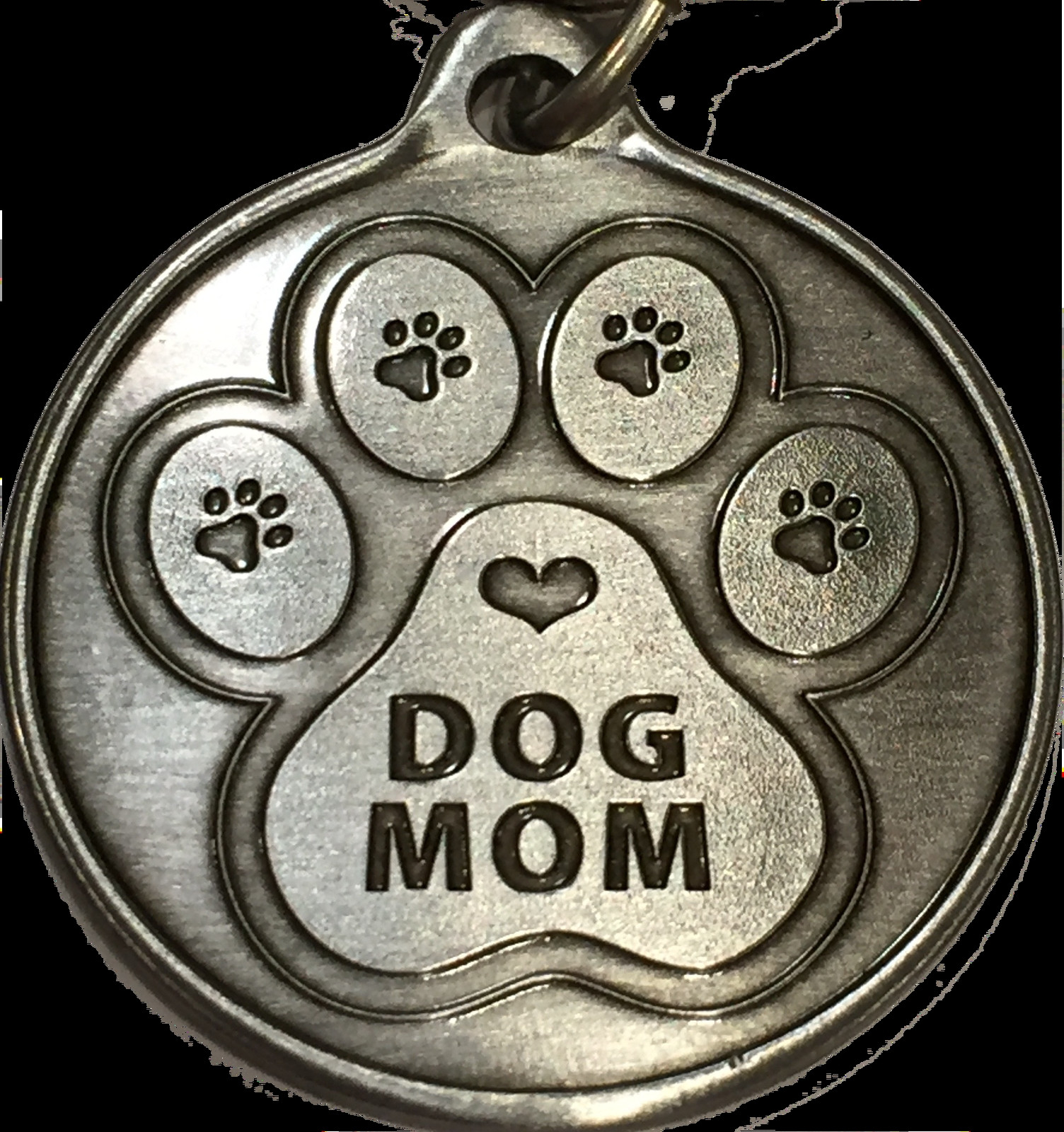 Dog Mom Paw Print Heart – A True Friend Dog Pet Key Chain Tag Keychain Pewter