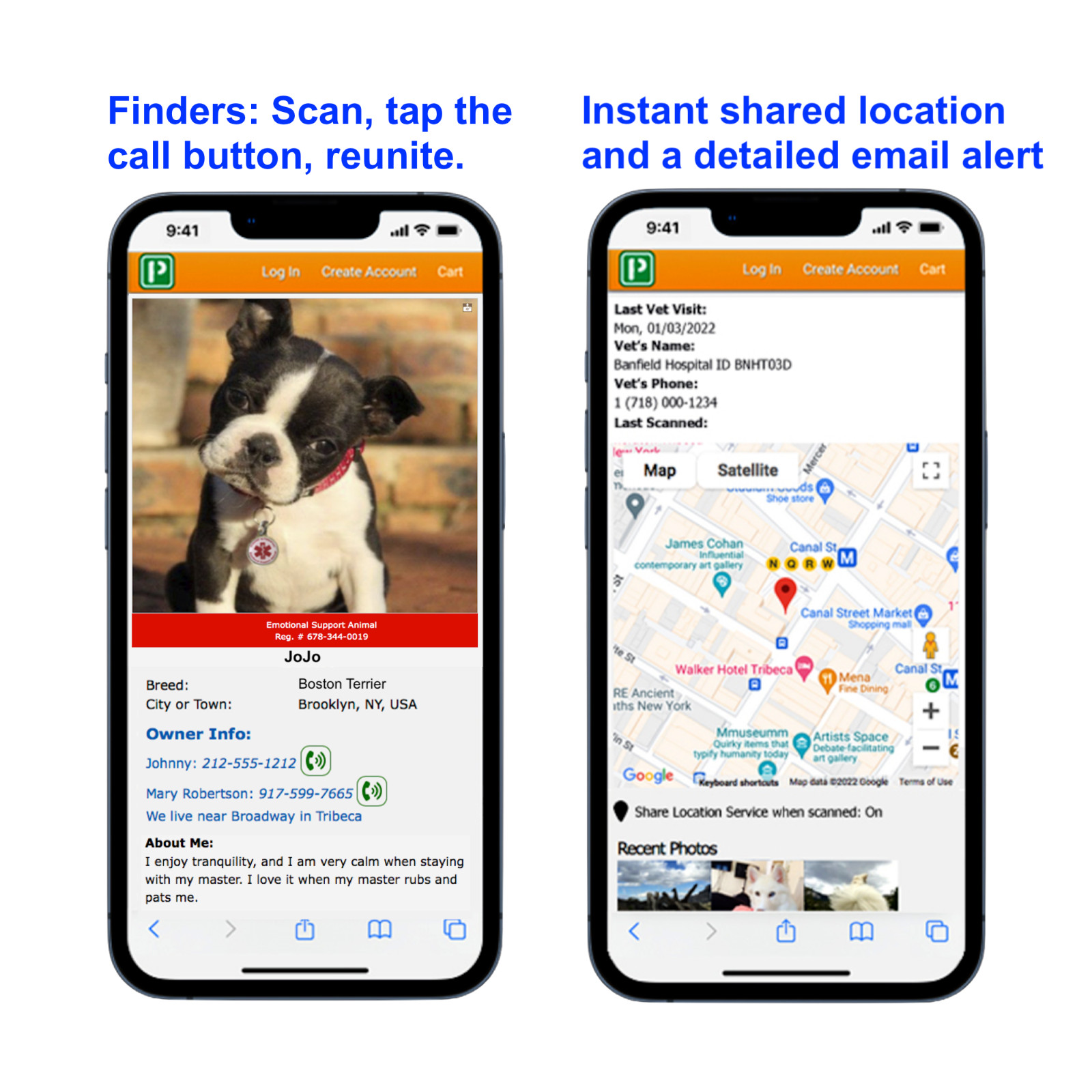 Pet Dwelling Smart NFC-QR ESA Tag: Instant Profile Access & Scan Location Alert