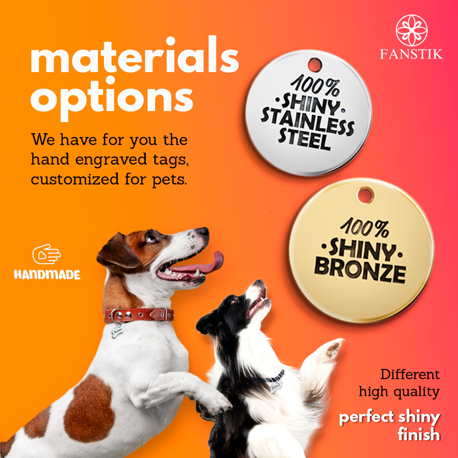 Pet ID Tag, Customized Dog Tags, Cat Tags, Engraved (Illustration) MADE IN USA