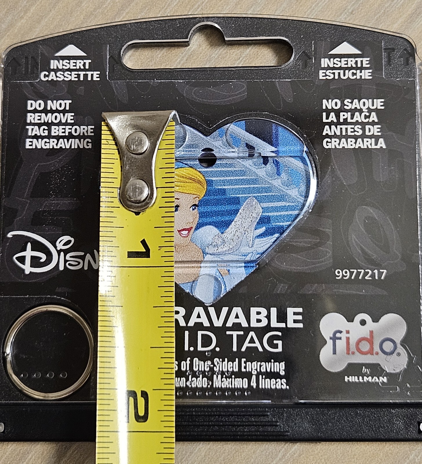 DISNEY ENGRAVABLE PET I.D. TAG HEART SHAPE CINDERELLA PRINCESS fi.do. NWT