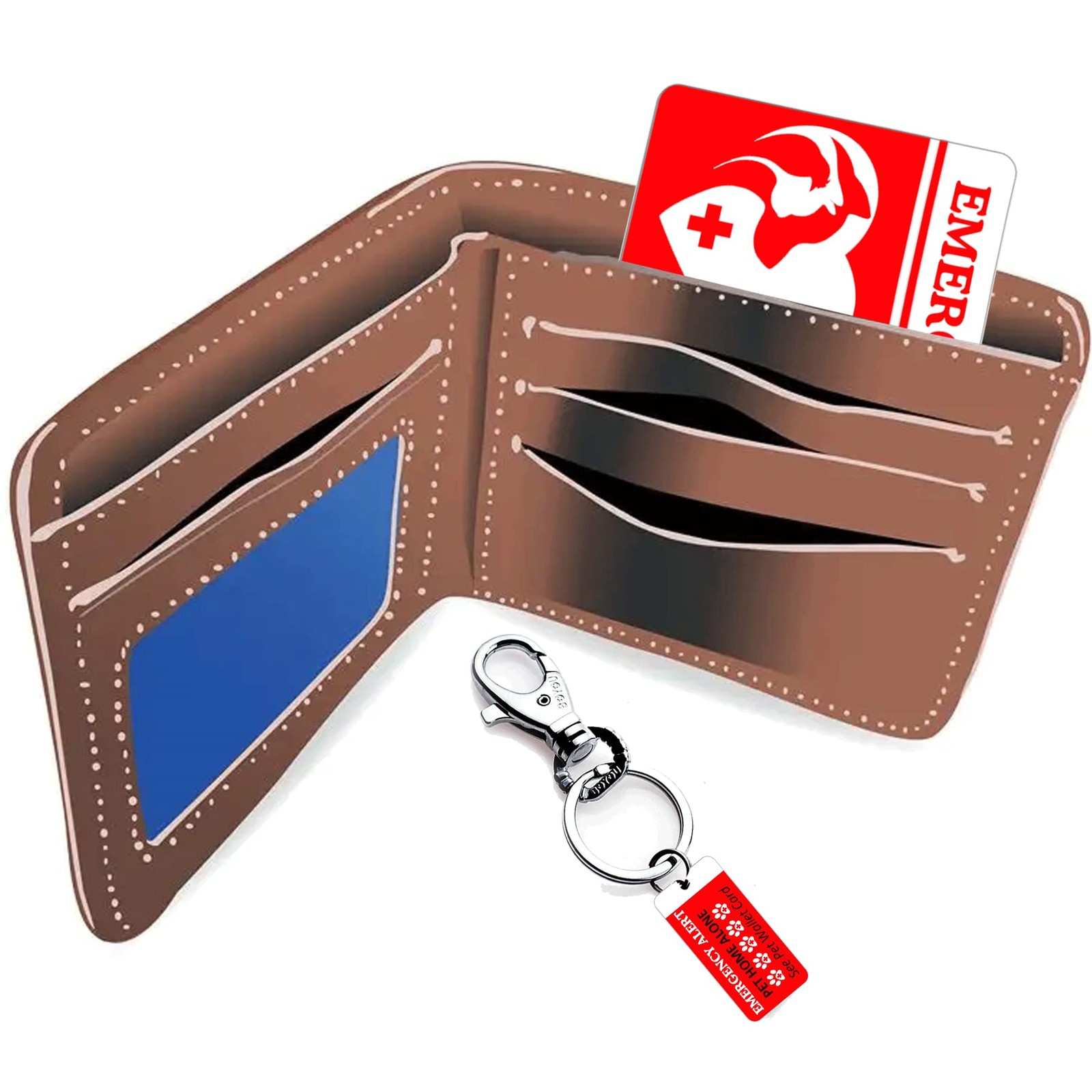 Dogs & Cats are Home Alone Alert Emergency Card and Key Tag with Emergency Co…