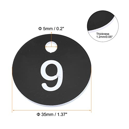 Round 1-10 Number Key Acrylic Engraved ID Tags for Decoration, Pack of 10 Black