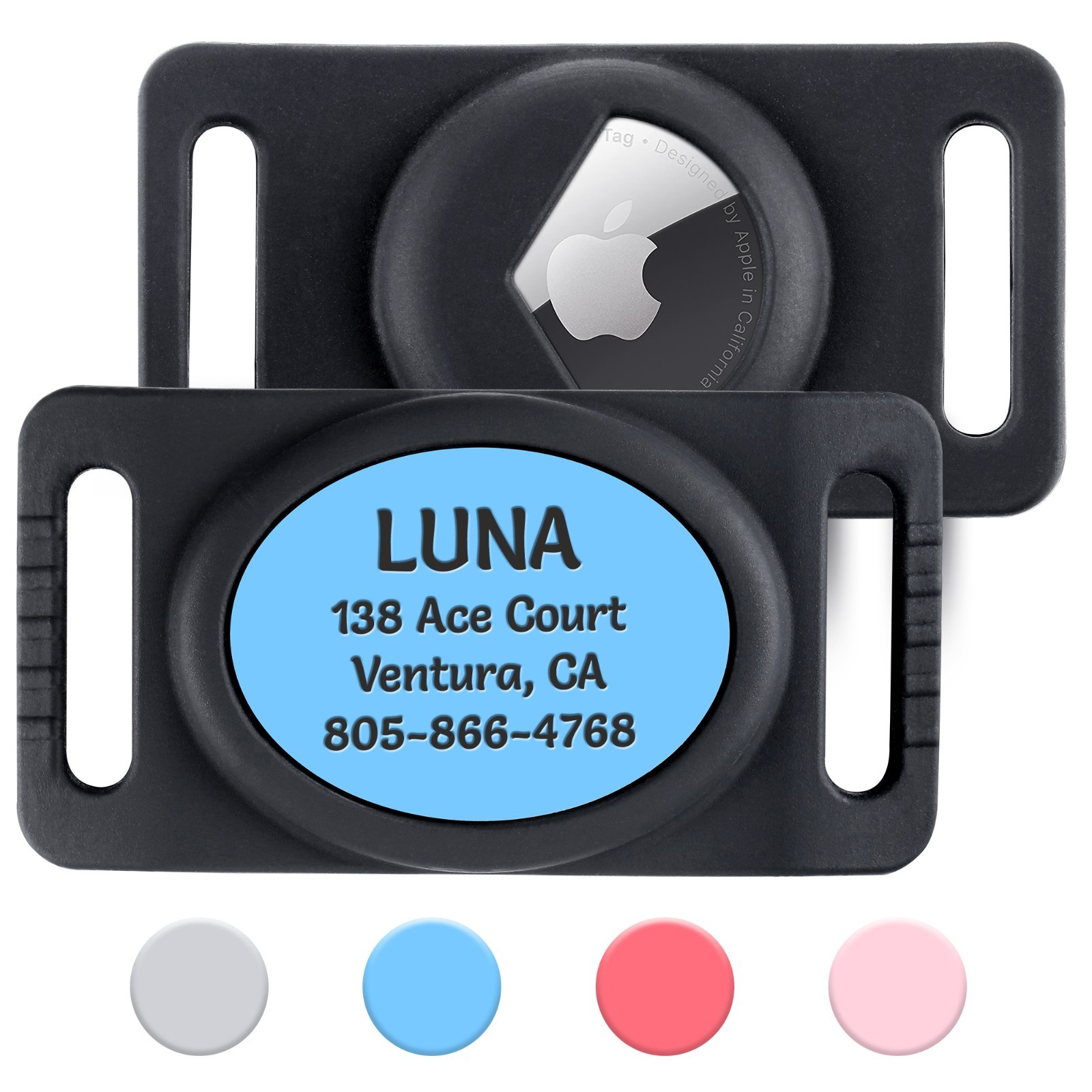 Leash King Personalized Pet Collar AirTag Holder, Slide-On Case for Dog and Cat
