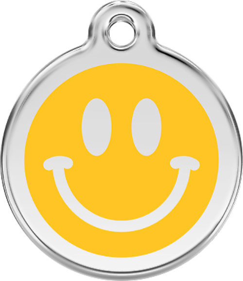 Smiley Face Dog Cat Pet ID Tag Charm Personalized Red Dingo Lifetime Guarantee